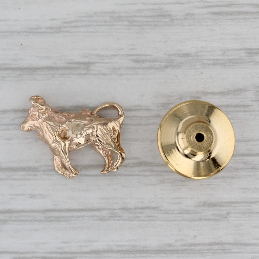 Gray Bull Lapel Tie Tac Pin 14k Yellow Gold