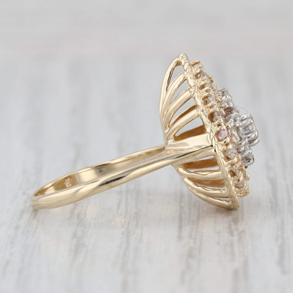 1ctw Diamond Cluster Halo Ring 14k White Yellow Gold Size 6.5 Engagement