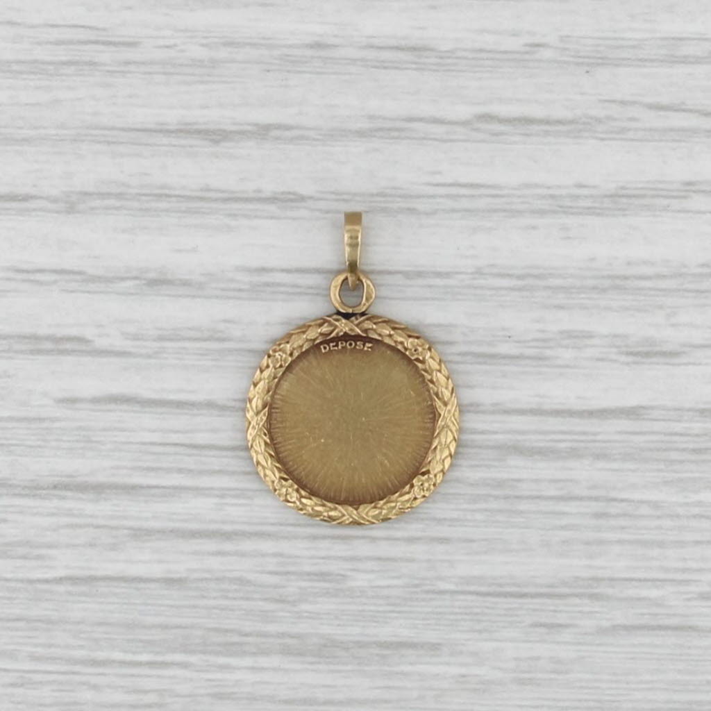 French Love Token Pendant 18k Gold Diamond Lab Created Ruby Qu' Hier Que Demain