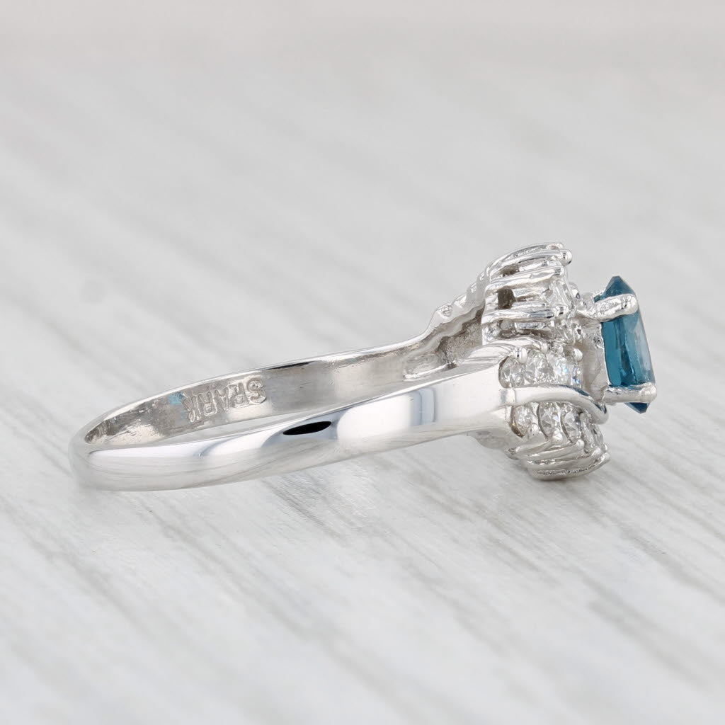 Light Gray 0.95ctw London Blue Topaz Diamond Ring 14k White Gold Size 7.5 Engagement Spark