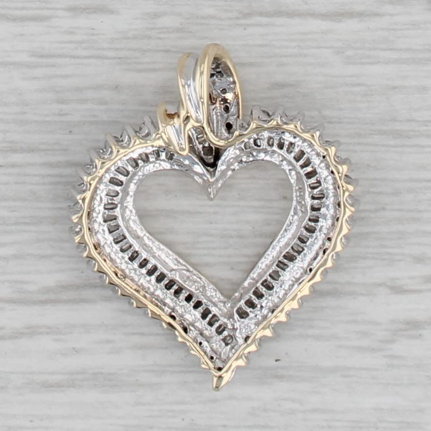 Gray 0.84ctw Diamond Open Heart Pendant 10k Yellow White Gold