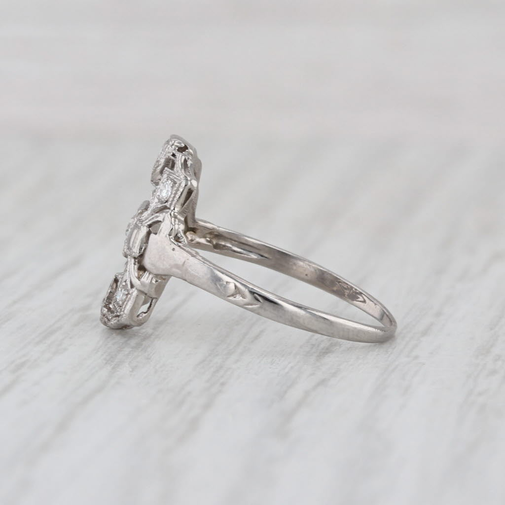 Antique 0.15ctw Diamond Ring Platinum Size 6.75 Filigree Openwork