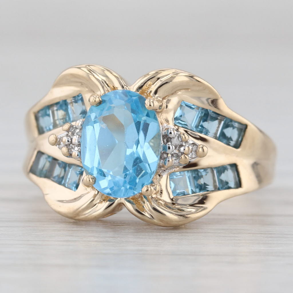 Light Gray 2.70ctw Oval Blue Topaz Ring 10k Yellow Gold Size 7.25