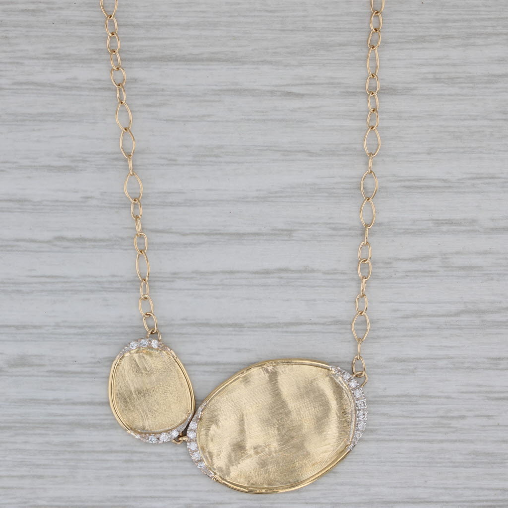 Marco Bicego Lunaria Diamond Disc Pendant Necklace 18k Yellow Gold Cable Chain