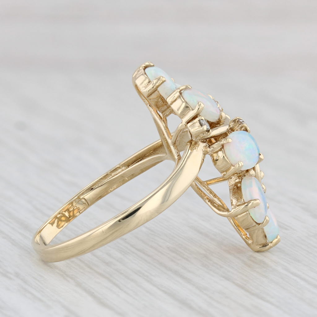 Light Gray Opal Diamond Cluster Ring 14k Yellow Gold Size 6.5 Cocktail