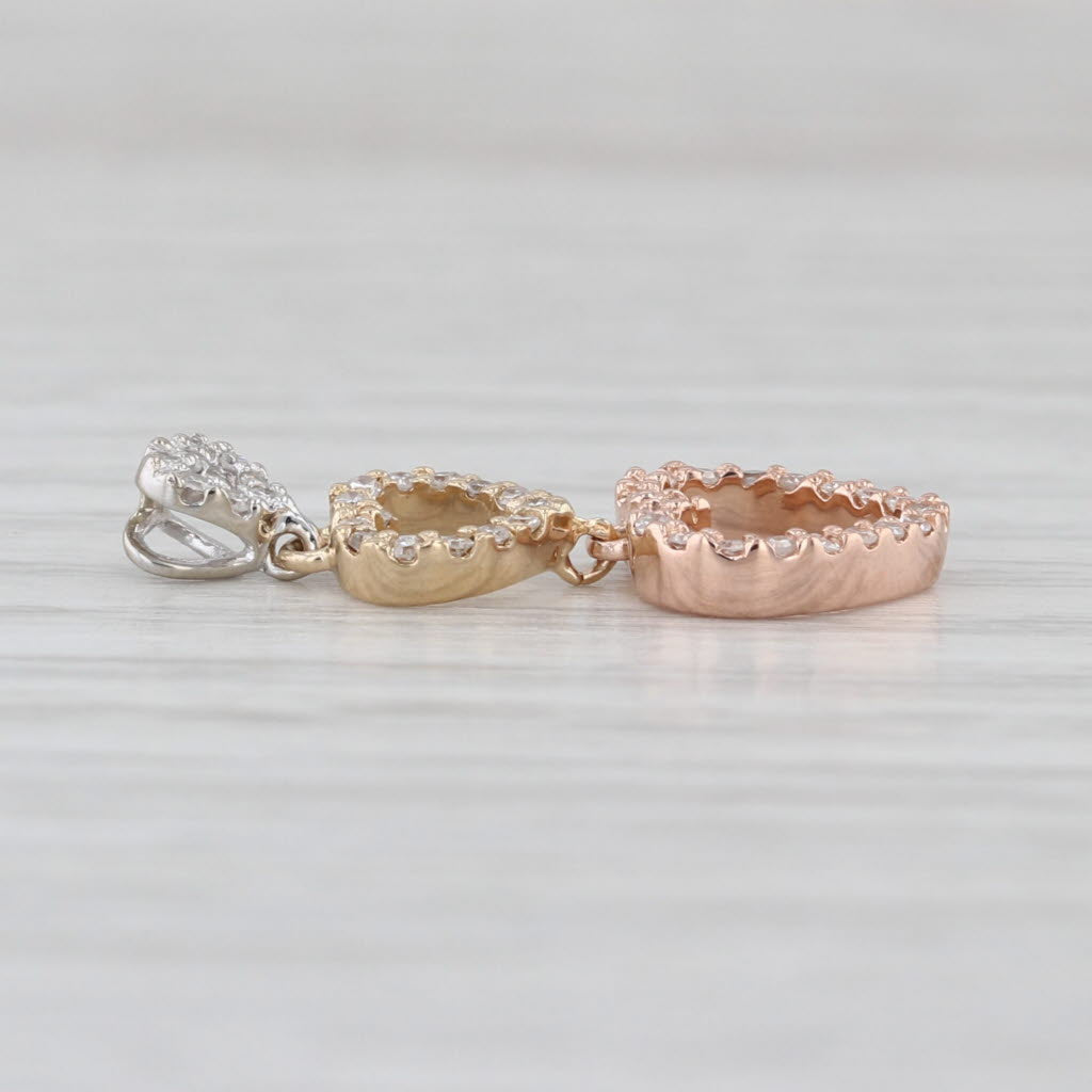 0.14ctw Diamond Journey Hearts Pendant 14k White Yellow Rose Gold Drop