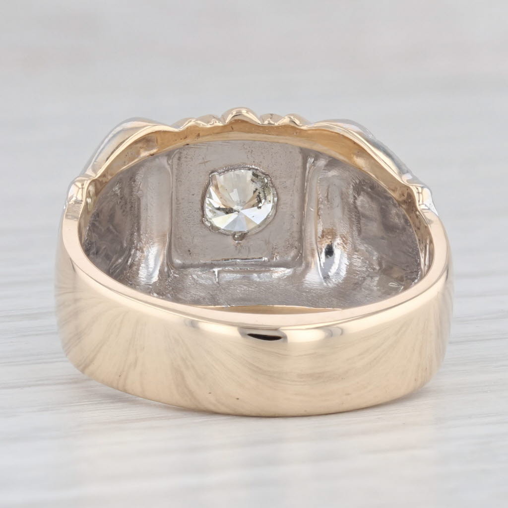 Light Gray 0.57ct Diamond Past Master Ring 14k Gold Size 11.5 Masonic Signet Square Compass