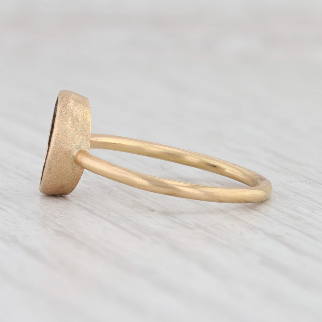 New Nina Wynn Black Quartz Agate Geode Ring 18k Yellow Gold Size 6.75