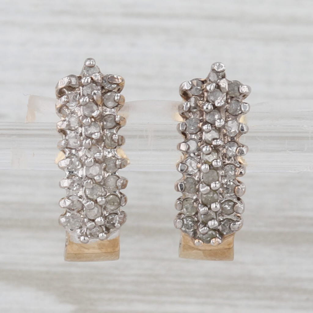 0.37ctw Diamond J-Hook Earrings 10k Yellow Gold Pierced Screw Backs