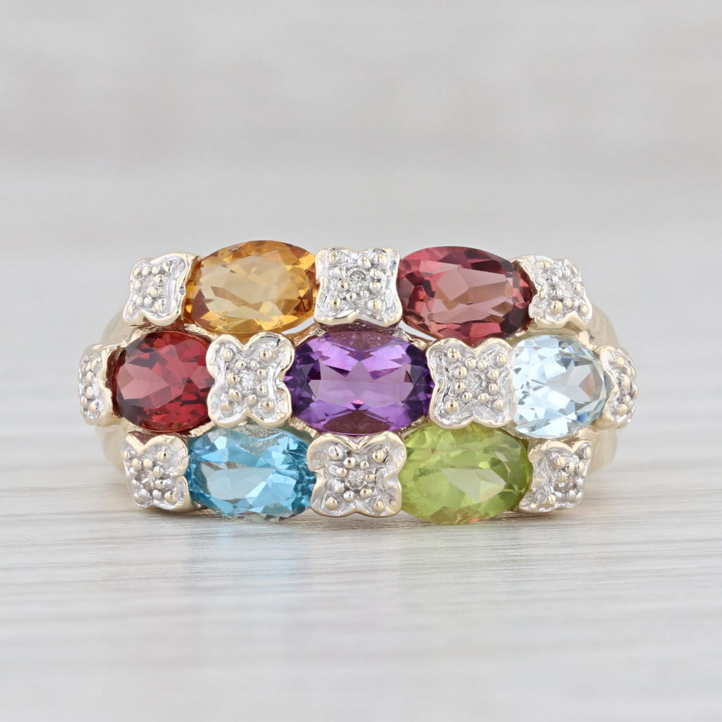 Light Gray 3.50ctw Gemstone Ring 14k Gold Topaz Garnet Peridot Tourmaline Amethyst Citrine