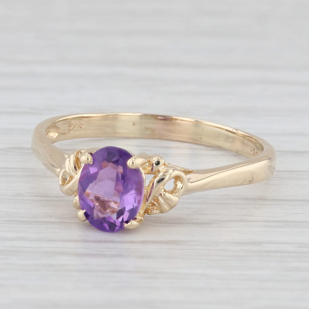 Light Gray 1ct Oval Amethyst Solitaire Ring 14k Yellow Gold Size 10.5