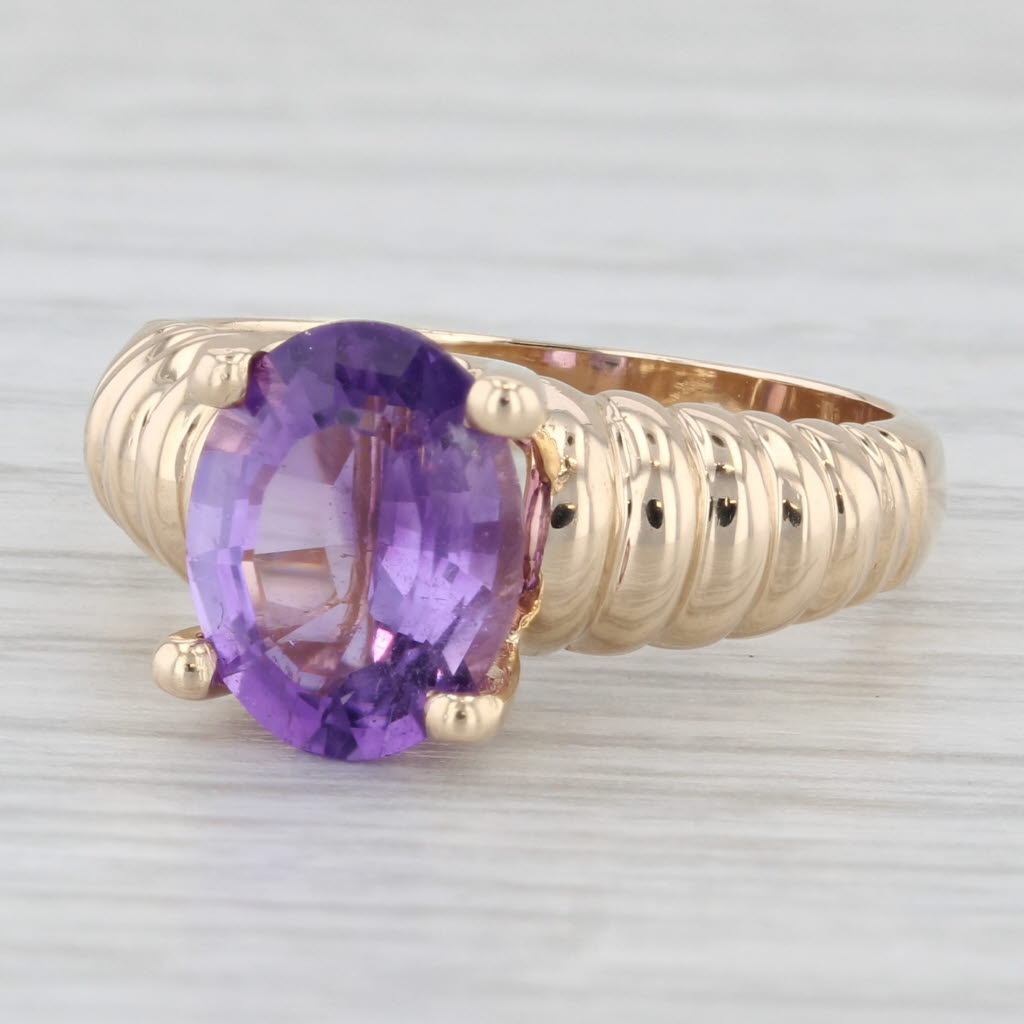 Light Gray 2.50ct Oval Solitaire Amethyst Ring 14k Yellow Gold Size 6.25