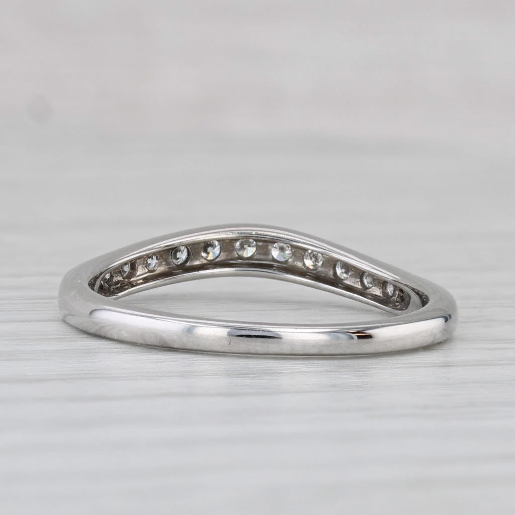 Gray 0.15ctw Contoured Diamond Wedding Band 14k White Gold Stackable Size 7 Ring