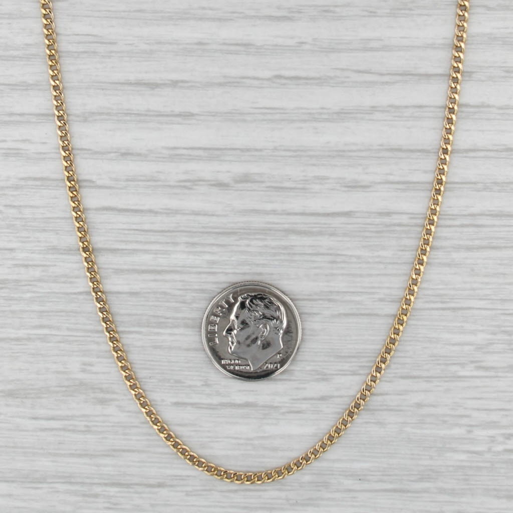 20.5" 2.2mm Curb Chain Necklace 18k Yellow Gold Italian