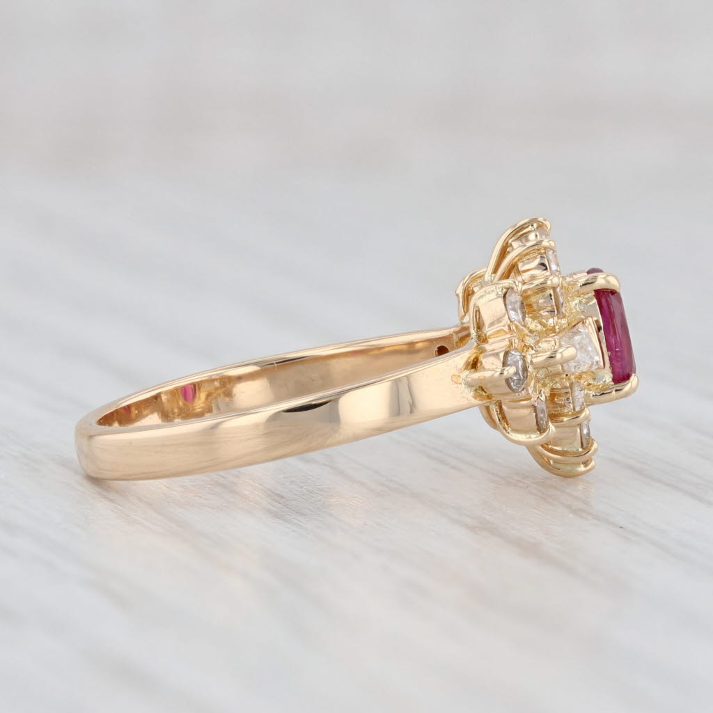 Light Gray 1.19ctw Oval Ruby Diamond Ring 18k Yellow Gold Size 7.5