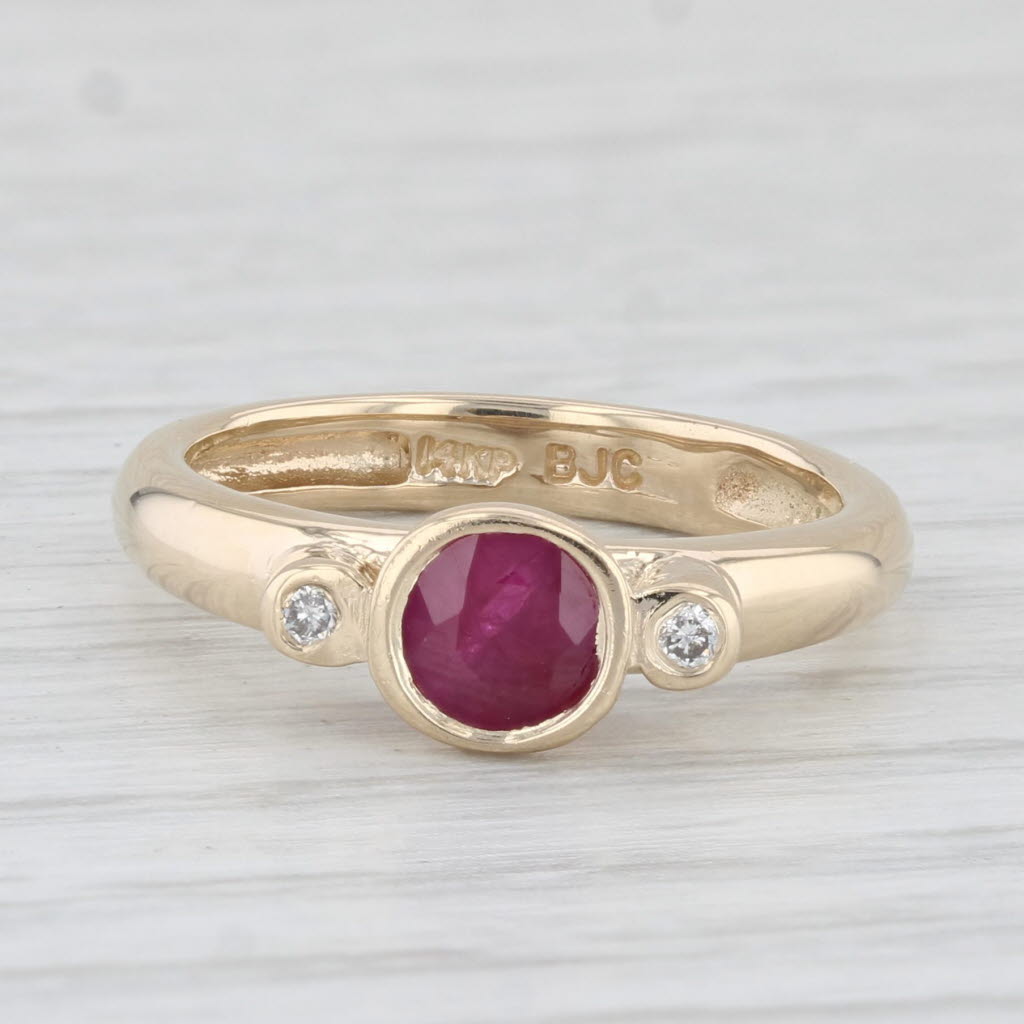 Light Gray 0.68ctw Round Ruby Diamond Ring 14k Yellow Gold Size 4.75