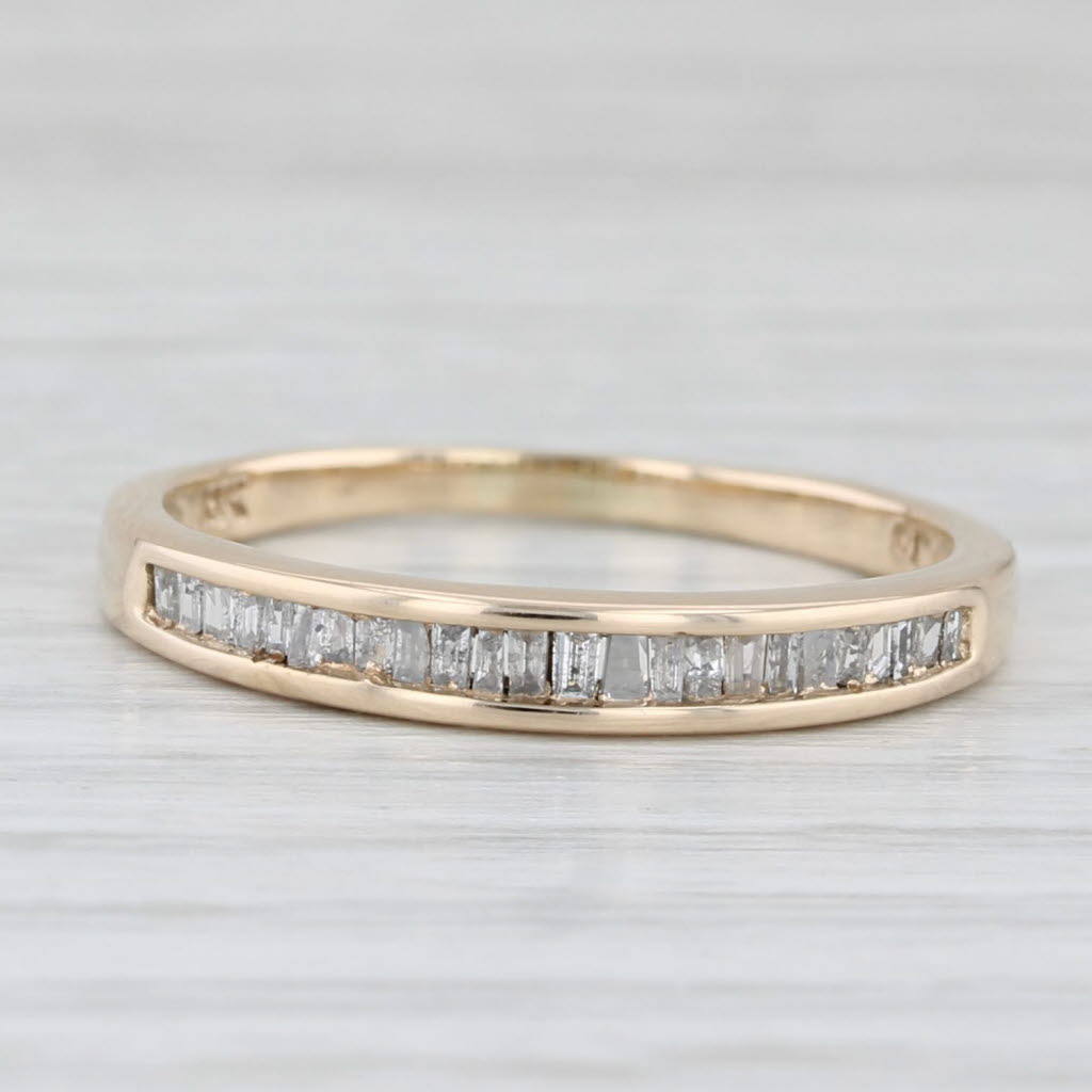 Light Gray 0.19ctw Baguette Diamond Wedding Band 10k Yellow Gold Size 8.25 Stackable Ring