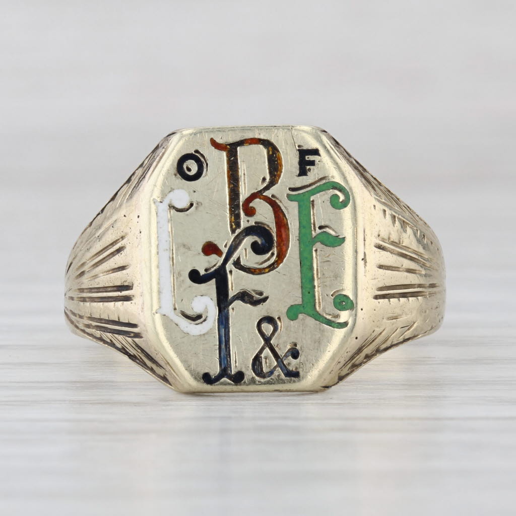 Antique Brotherhood Locomotive Firemen Engineers Ring 10k Gold Size 11.75