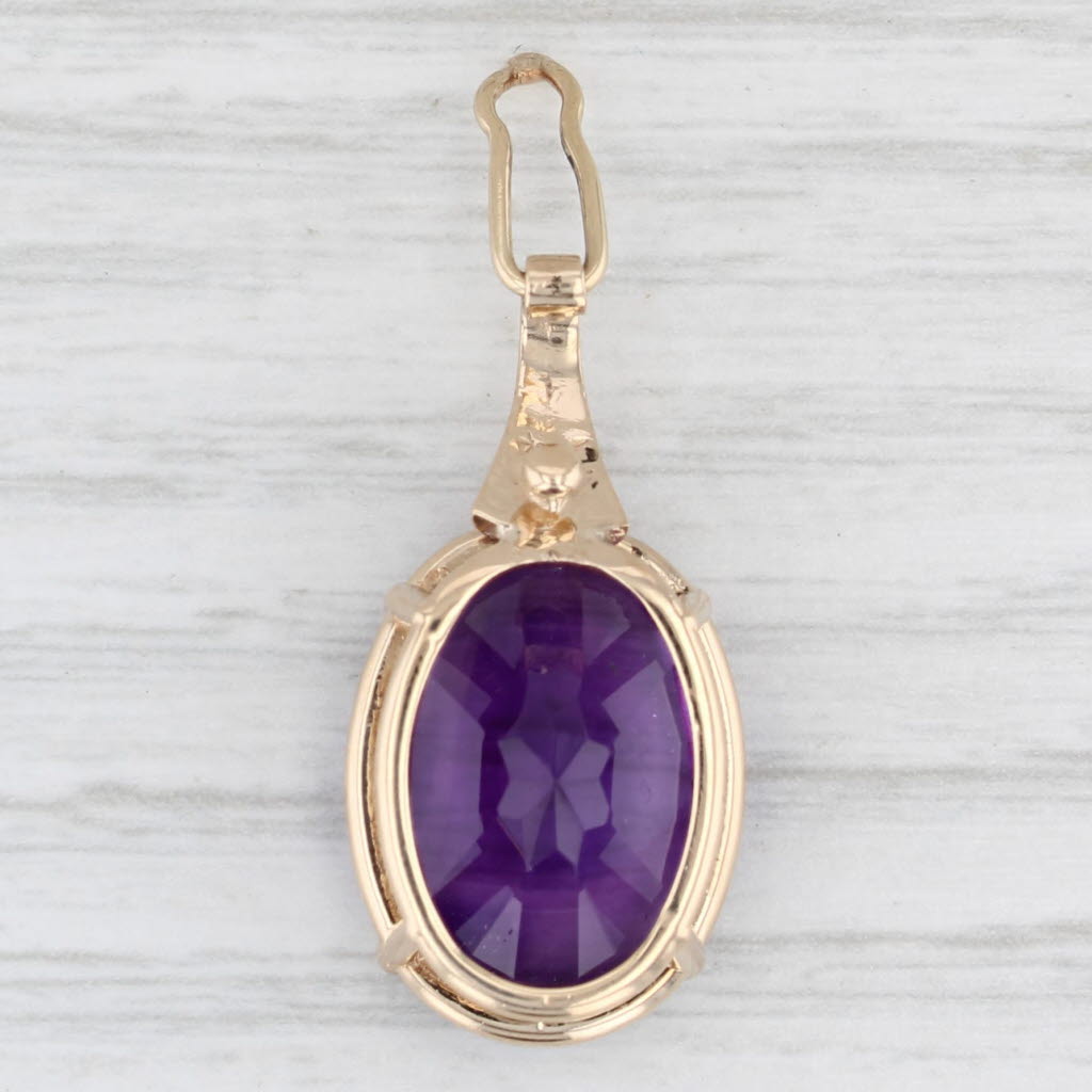 Light Gray 11ct Oval Amethyst Solitaire Enhancer Pendant 14k Yellow Gold