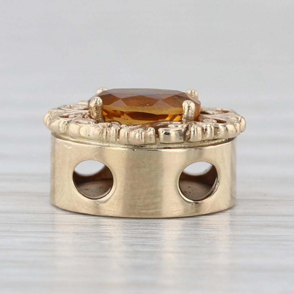 Vintage 0.70ct Citrine Solitaire Slide Bracelet Charm 14k Yellow Gold Ornate