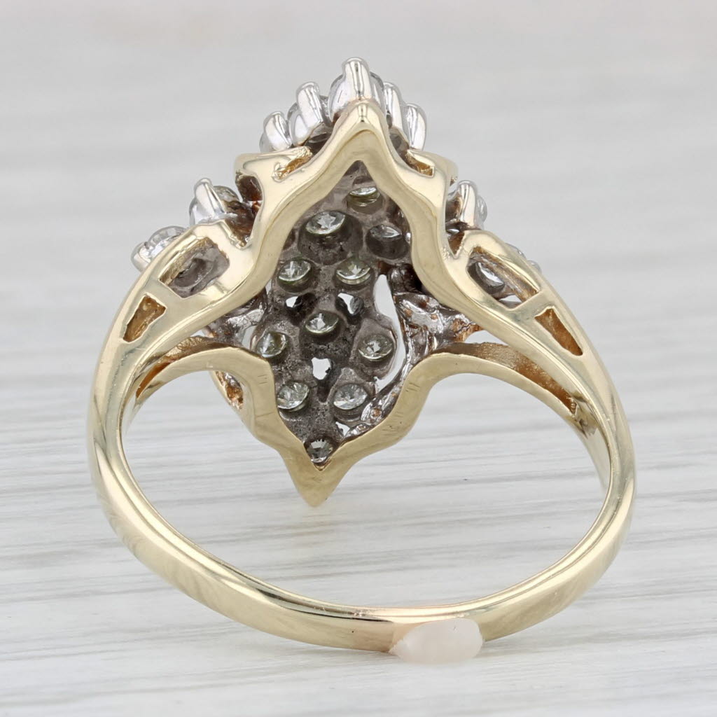 Light Gray 0.75ctw Diamond Cluster Ring 10k Yellow Gold Size 8 Cocktail