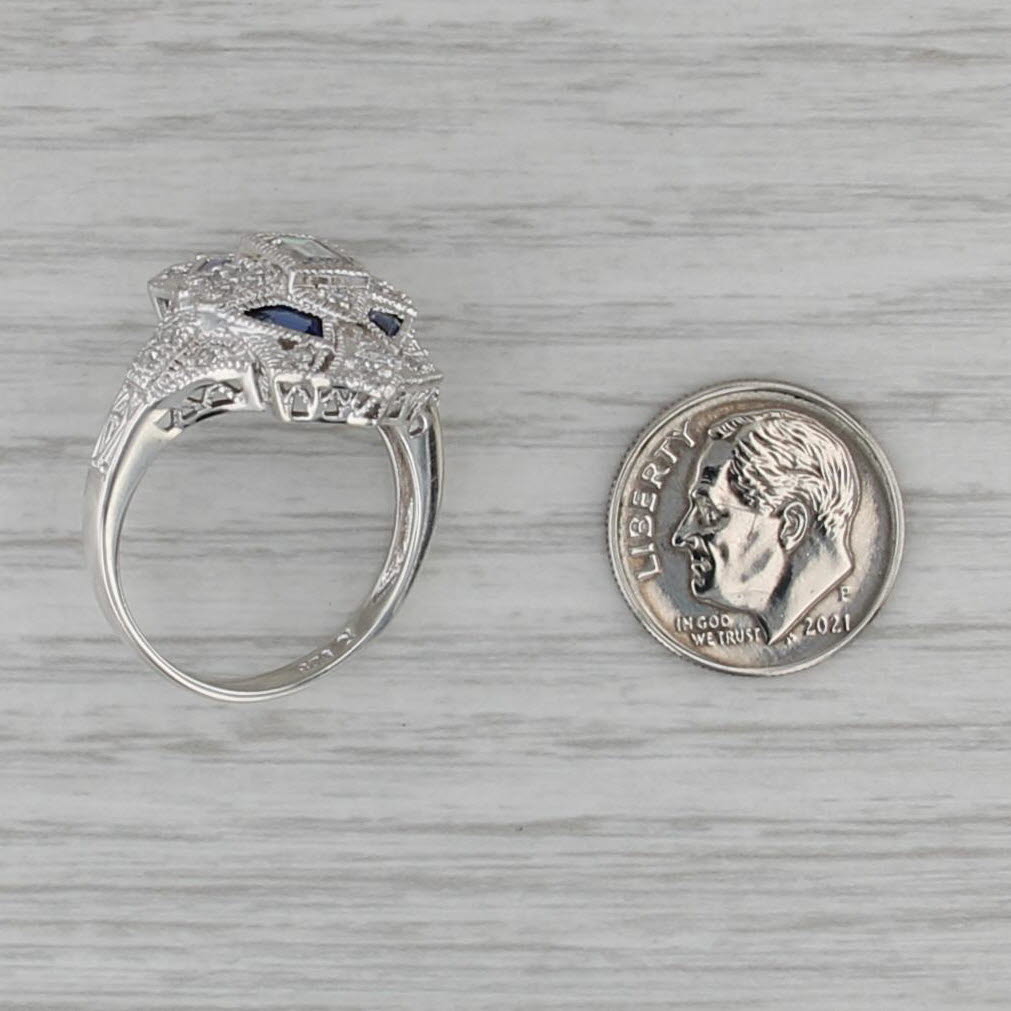 Cubic Zirconias Lab Created Sapphire Ring Sterling Silver Size 9 Cocktail