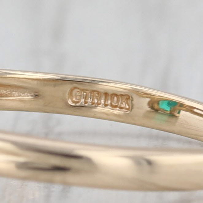 1.08ctw Emerald Cut Lab Created Emerald Diamond Ring 10k Yellow Gold Size 6.5