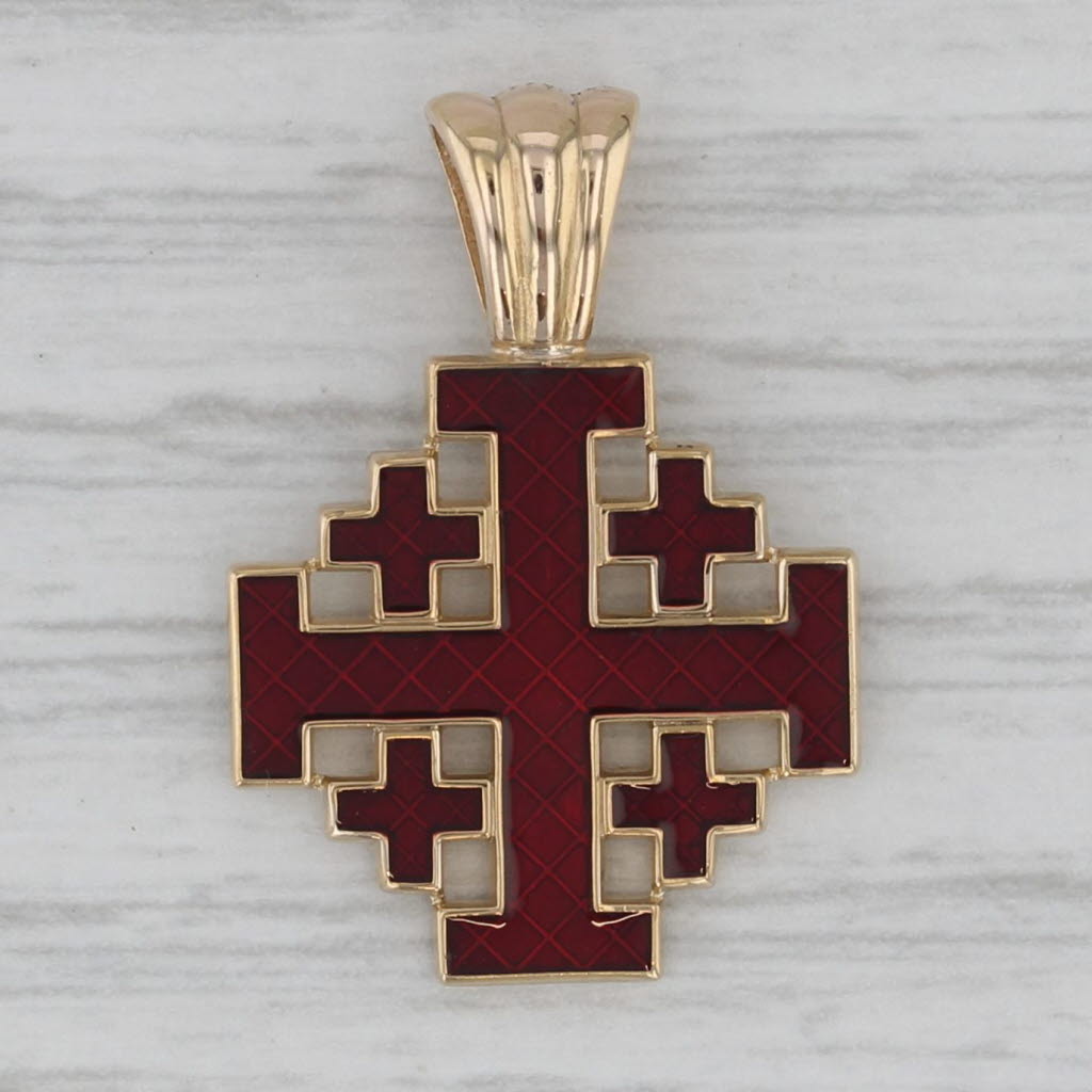 Gray Jerusalem Cross Pendant 14k Gold Equestrian Order Holy Sepulchre Vintage