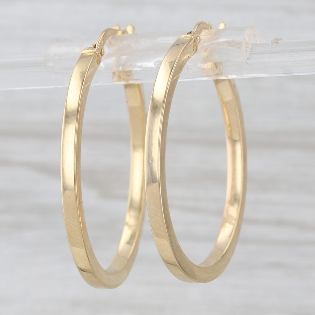 New Hoop Earrings 14k Yellow Gold Snap Top Round Hoops 28.4 x 2mm