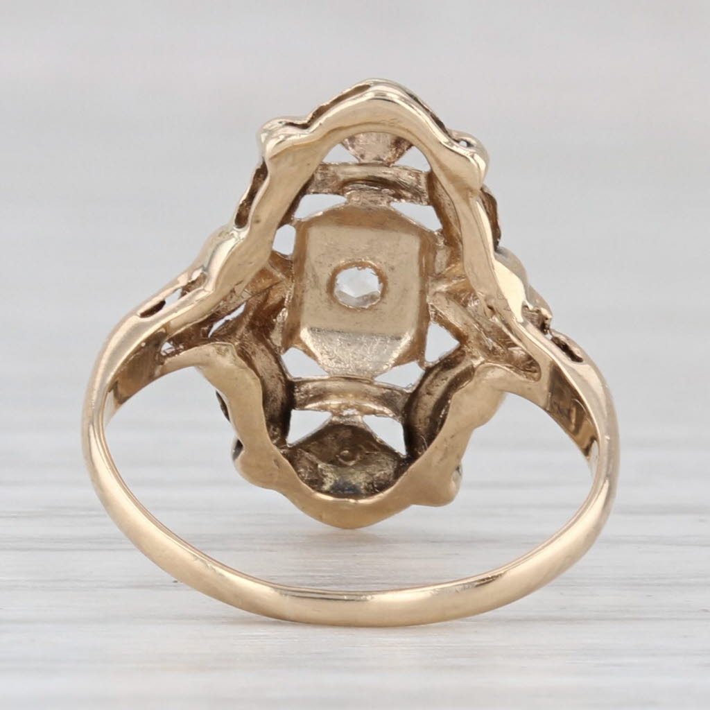 Light Gray Vintage Diamond Rose Cut Solitaire 14k Yellow White Gold Size 3.75