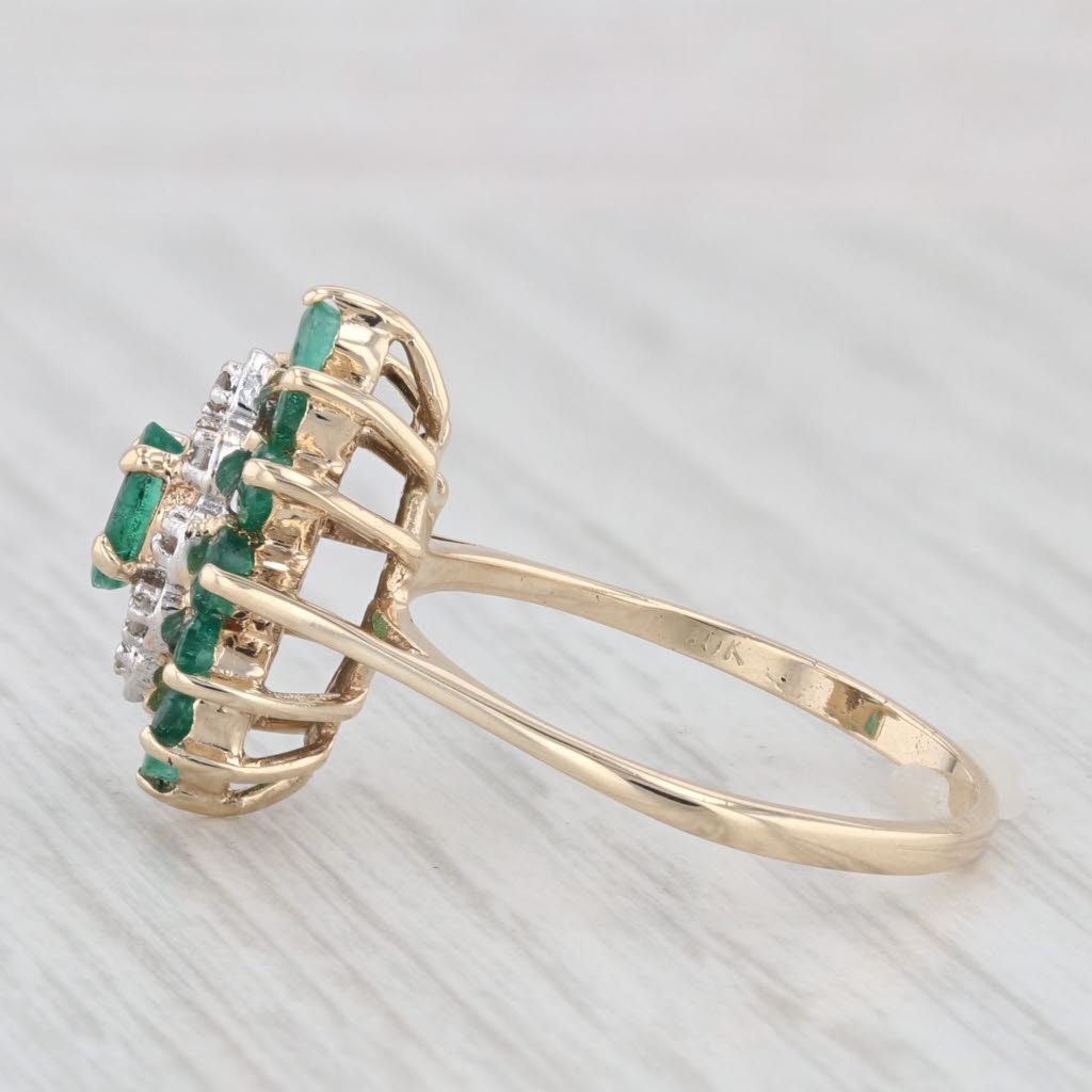 Light Gray 0.93ctw Emerald Diamond Halo Ring 10k Yellow Gold Size 7.5