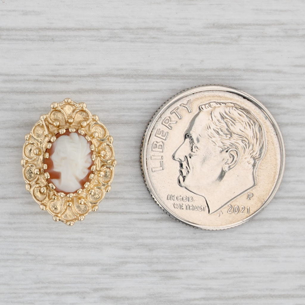 Light Gray Richard Klein Shell Cameo Slide Bracelet Charm 14k Yellow Gold Vintage