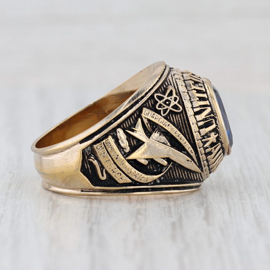 USAF Air Force Military Signet Ring Gold Alloy Lab Created Spinel Size 11.5