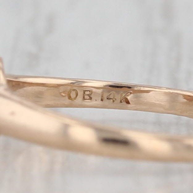 Vintage Ostby Barton Diamond Solitaire Ring 14k Yellow Gold Small Baby Size