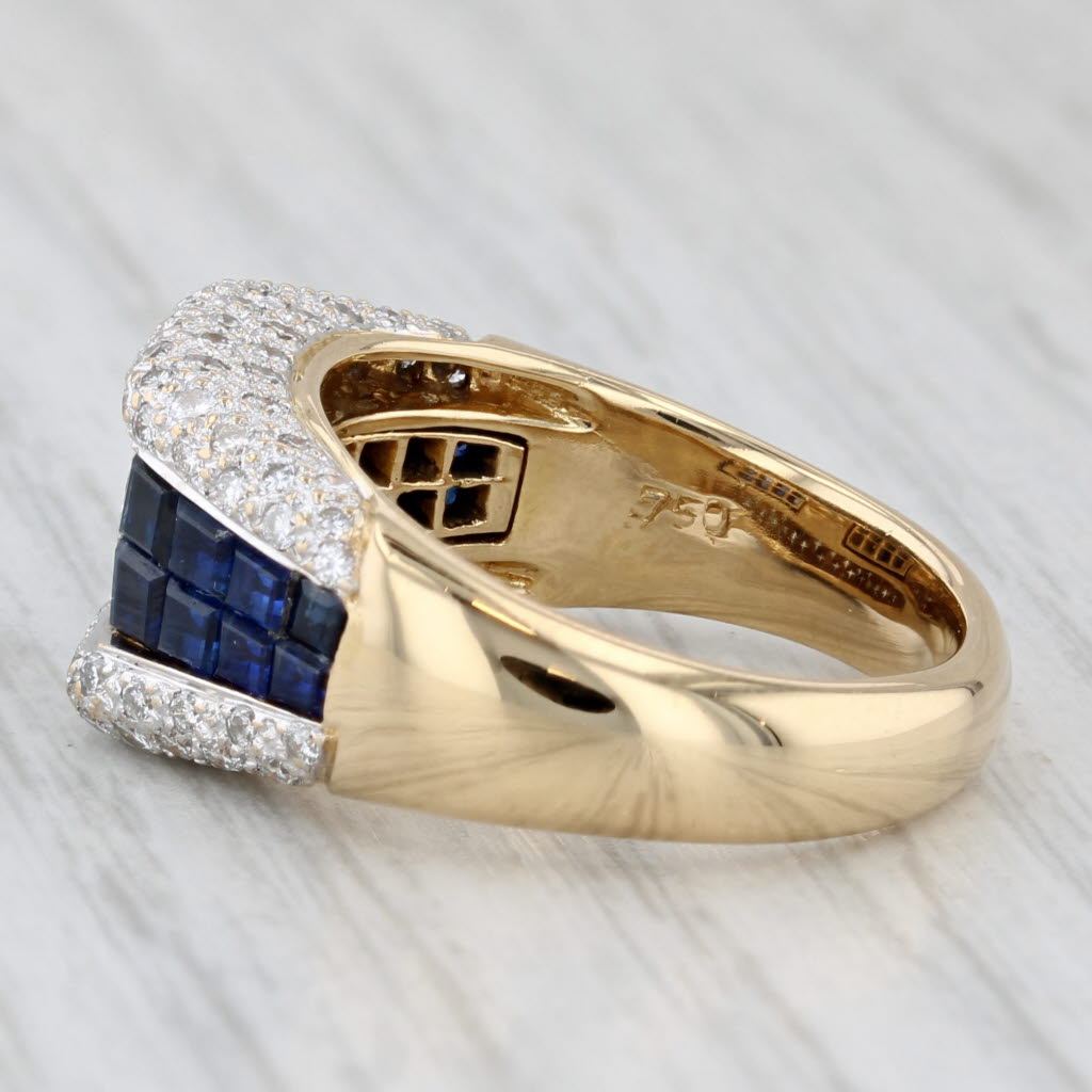 Light Gray 1.94ctw Blue Sapphire Diamond Ring 18k Gold Size 6.75 Cocktail