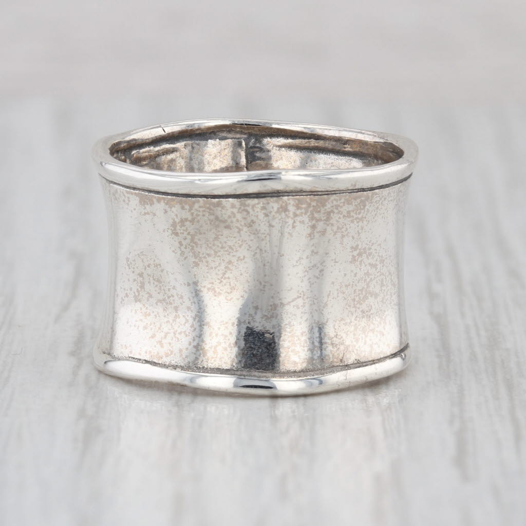Silpada R07238 Hammered Cuff Ring Sterling Silver Wide Band Size 7 Statement