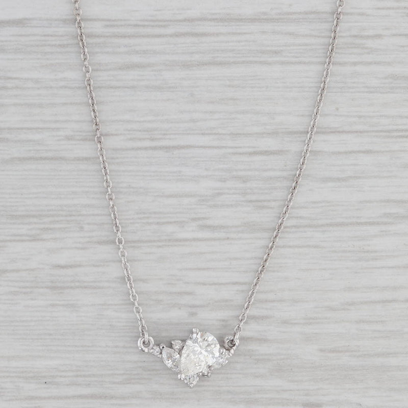 0.66ctw Diamond Pendant Necklace 14k White Gold 18" Cable Chain