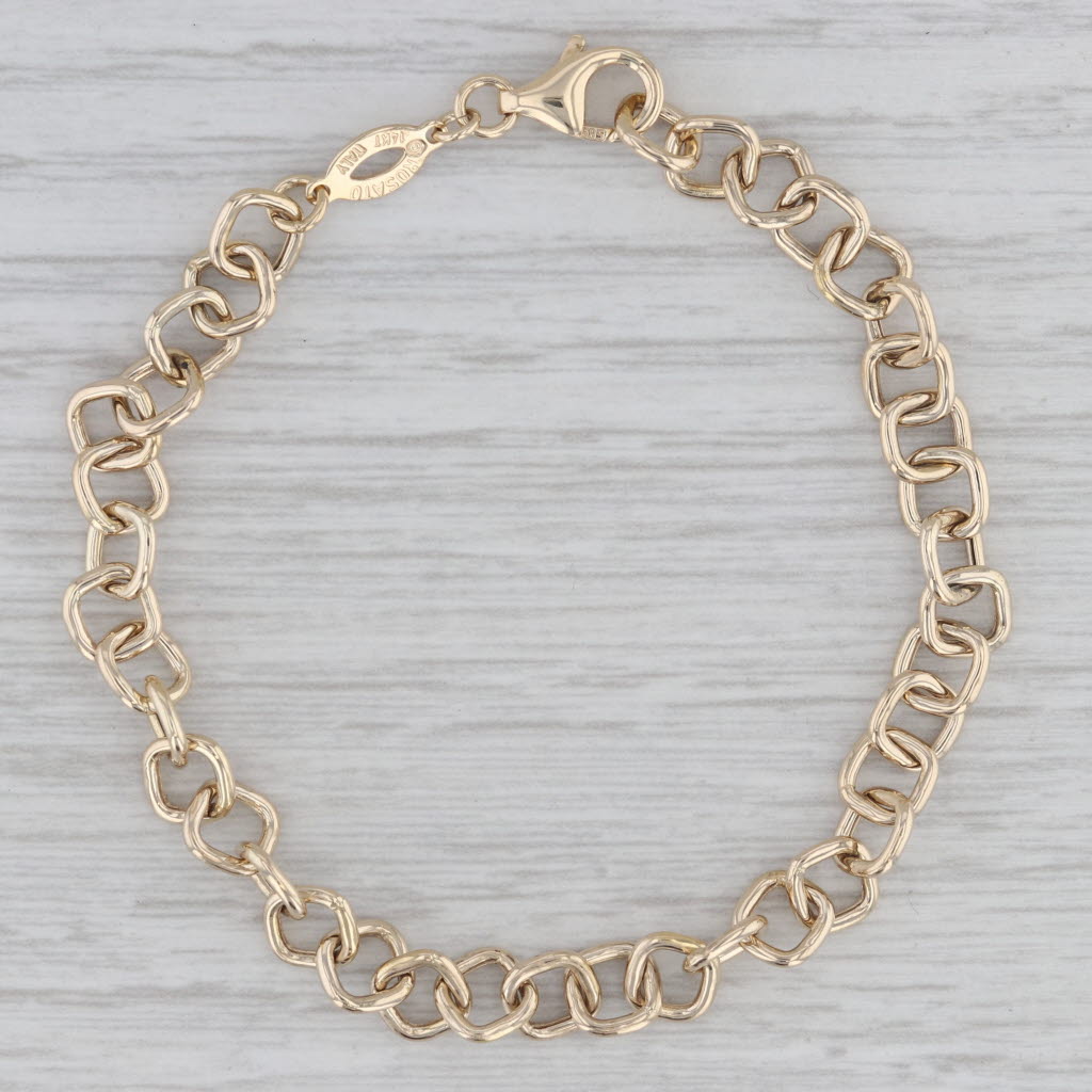 Gray Rosato Cable Chain Bracelet 14k Yellow Gold 6.75" 6.5mm