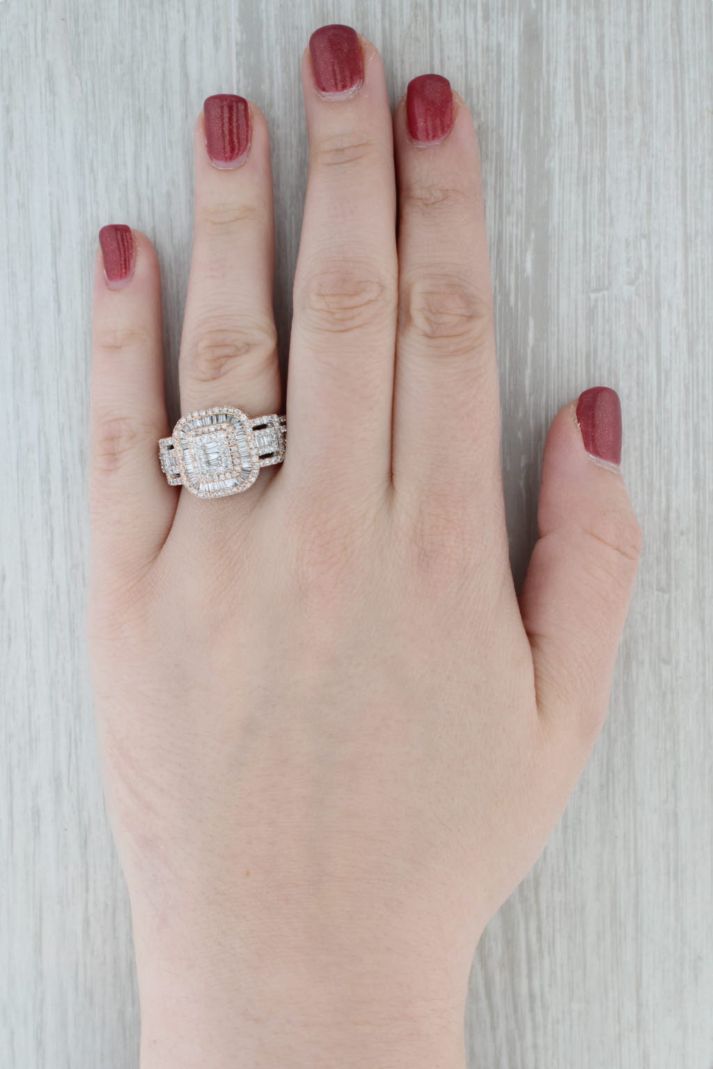 Gray 2.43ctw Diamond Halo Ring 10k Rose Gold Size 10