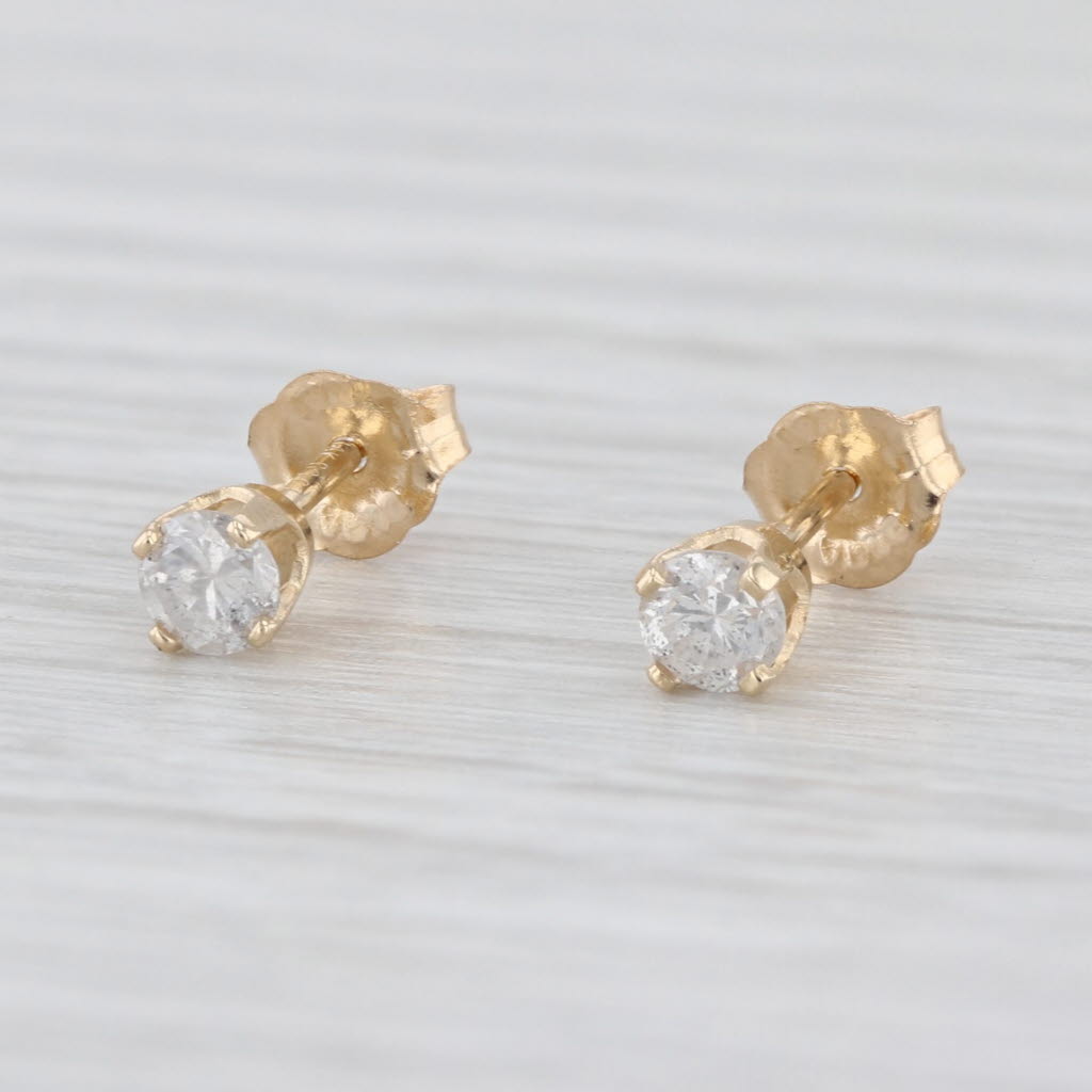 0.20ctw Diamond Solitaire Stud Earrings 14k Yellow Gold Round Studs