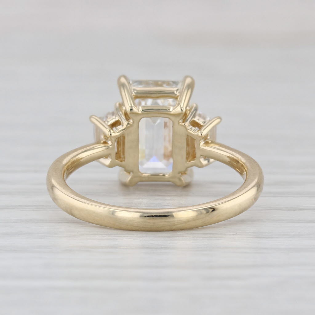 New IGI 3.54ctw Emerald Cut Lab Grown Diamond Engagement Ring 14k Yellow Gold