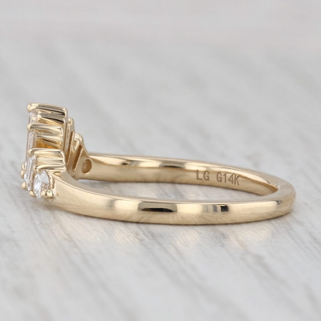 Light Gray New 0.48ctw Lab Grown Diamond Contoured Wedding Band 14k Gold Stackable Ring