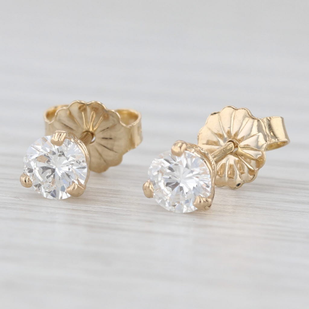 Light Gray 0.50ctw Diamond Round Solitaire Stud Earrings 14k Yellow Gold