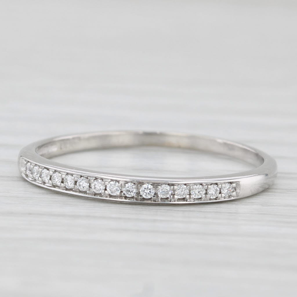 Light Gray Diamond Wedding Band 14k White Gold Stackable Ring Size 9