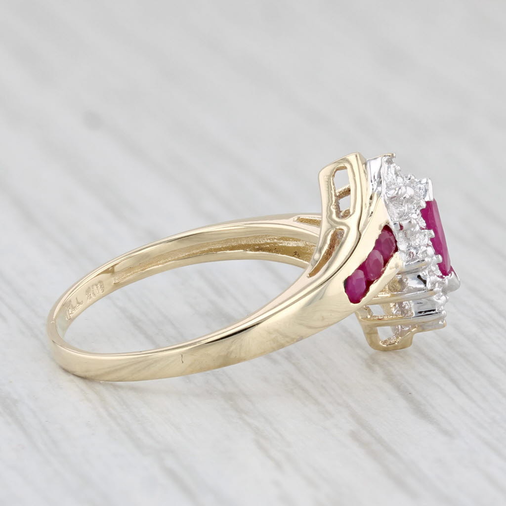 Light Gray 0.48ctw Marquise Ruby Halo Bypass Ring 10k Yellow Gold Size 6