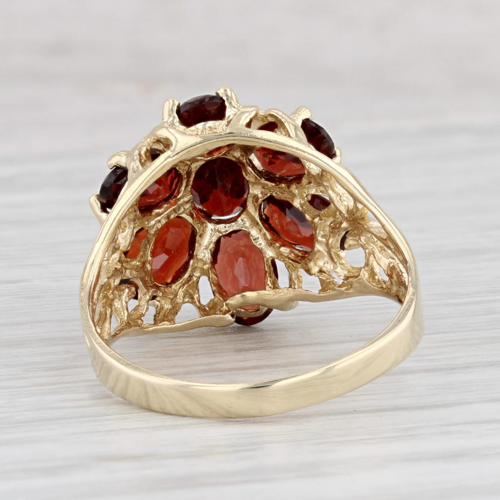 Light Gray 3.90ctw Garnet Flower Ring 14k Yellow Gold Size 7 Cocktail