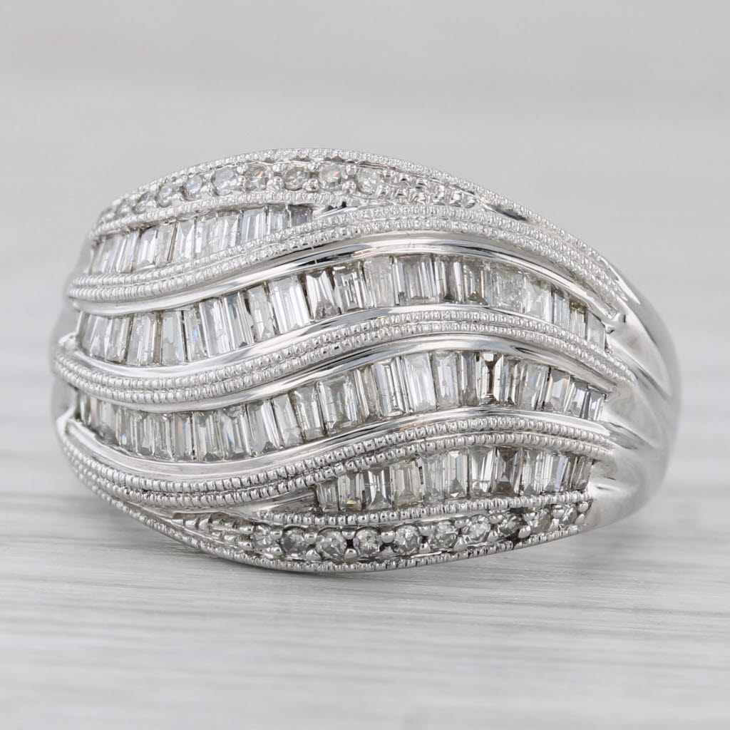 Gray 1.56ctw Diamond Curved Channel Set Ring 14k White Gold Size 7.25