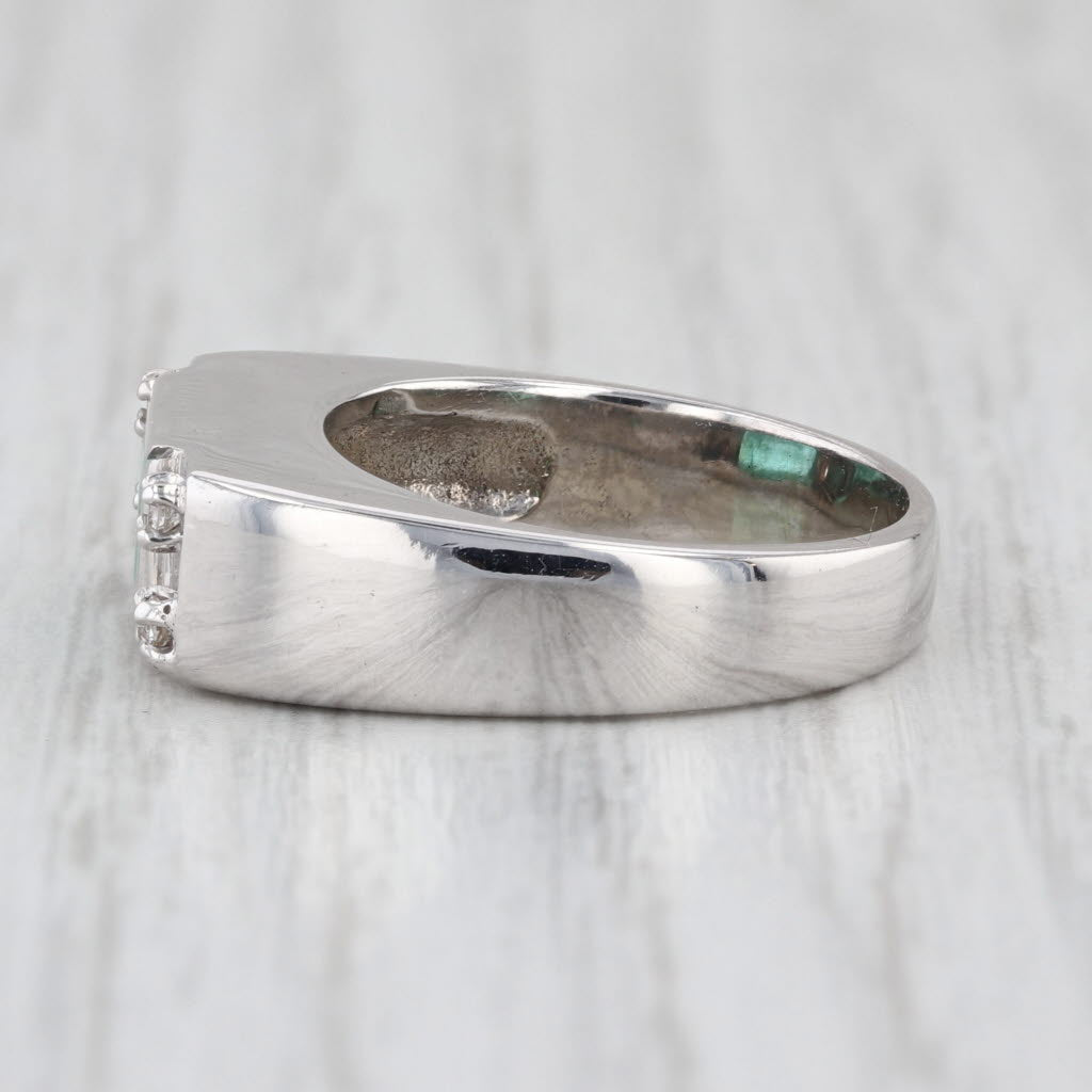 Vintage 0.83ctw Emerald Diamond Ring 14k White Gold Size 5