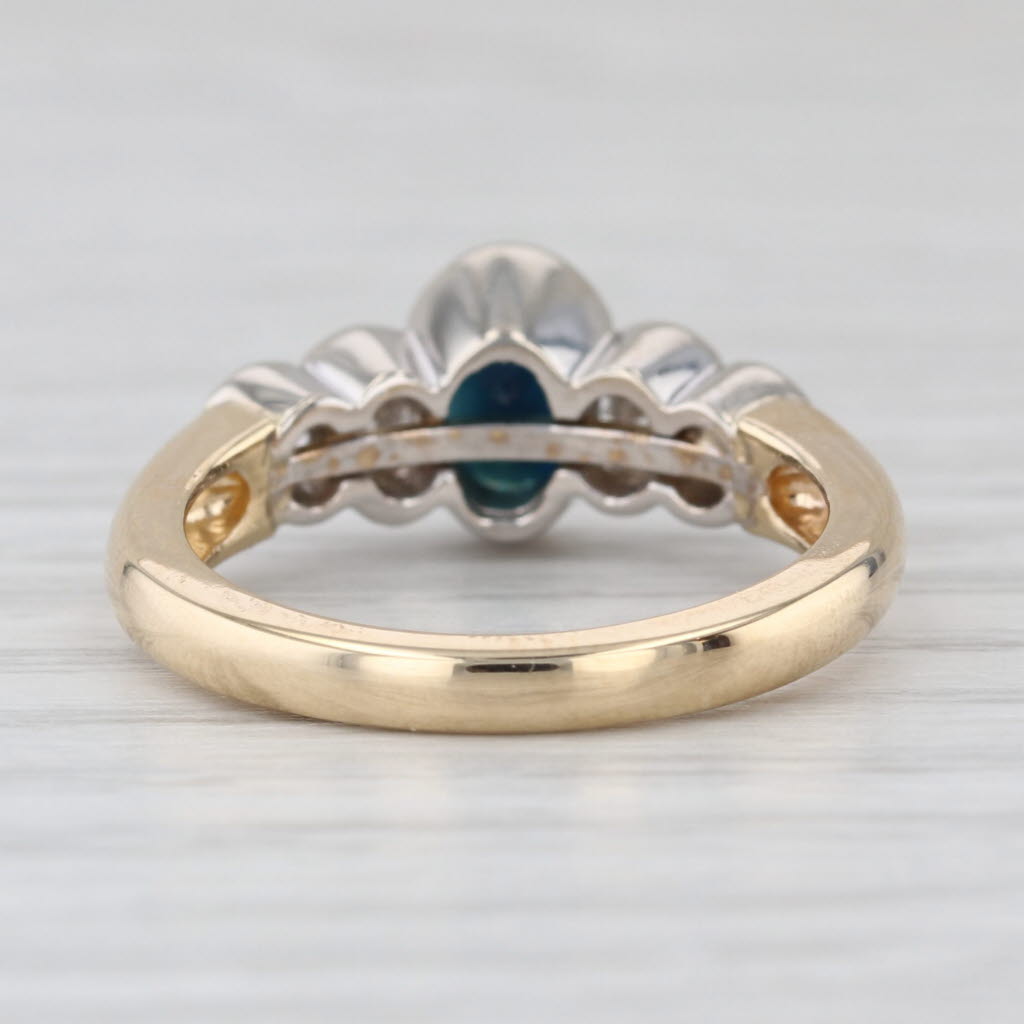 1.60ctw Oval Blue Sapphire Diamond Ring 14k White Gold Size 6.75 Engagement