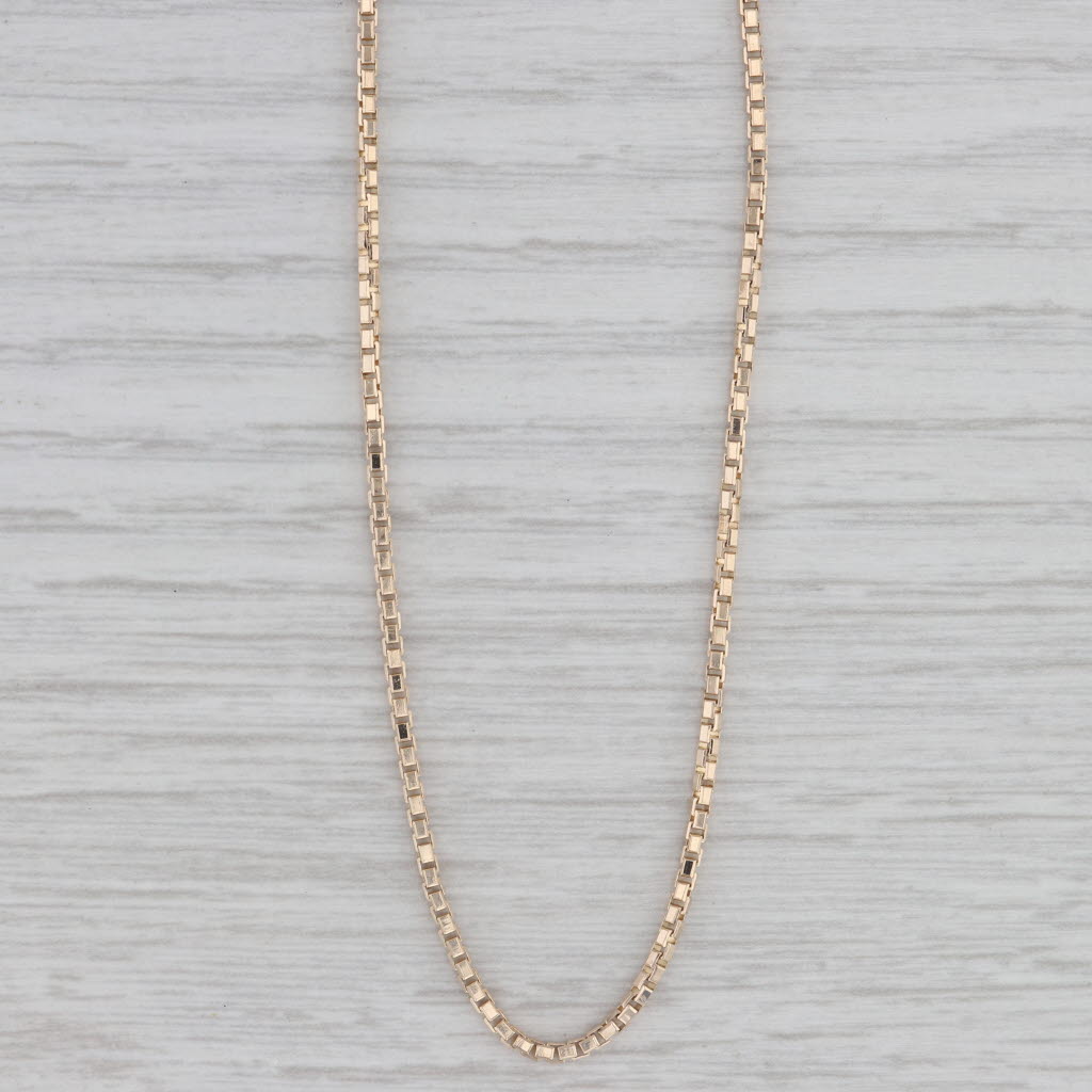 Gray Long Gold Box Chain Necklace 30" 1.4mm 14k Yellow Gold